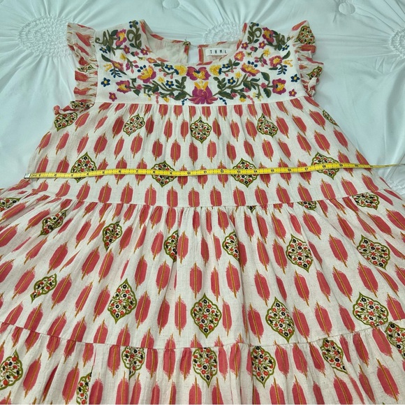 THML Charlene Colorful Floral Embroidered Cotton & Linen Dress Size Small - Picture 12 of 16